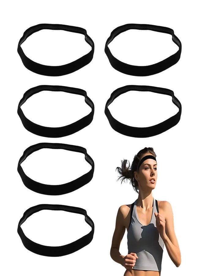 panthra 6 PCS Thin Headbands for Women, Elastic Sports Headband, Non Slip Skinny Headbands, Lightweight and Skin-Friendly, for Women Men Girls Boys Teen, Black - Image 1